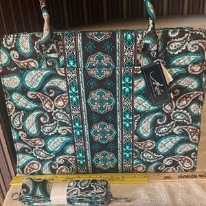 Marie lifestyle collection boutique laptop bag teal and brown